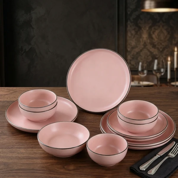 Pink Speckled Color Glaze Stoneware Dinnerware Set high quality