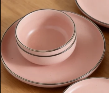 Pink Speckled Color Glaze Stoneware Dinnerware Set factory