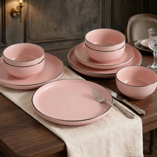 Pink Speckled Color Glaze Stoneware Dinnerware Set manufacturers