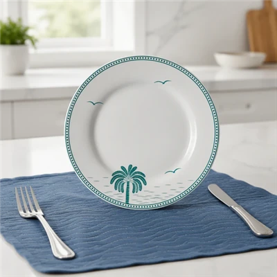 Coastal Palm Tree Decal Ceramic Dinnerware Set